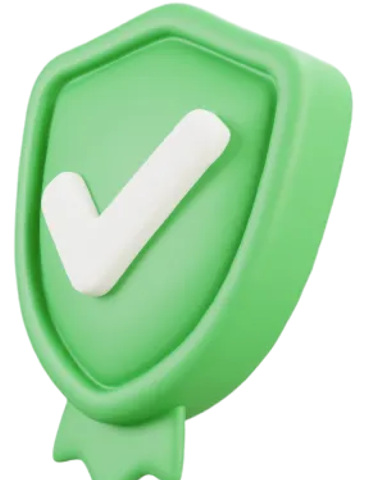 Green shield with checkmark representing verified, secure, and compliant service.