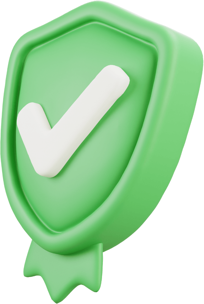 Green shield with checkmark representing verified, secure, and compliant service.