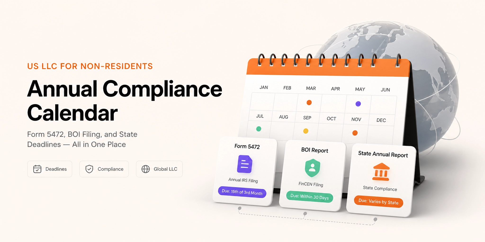 US LLC Taxes for Non-Residents: What You Actually Owe in 2026 1 US LLC annual compliance calendar for non-resident owners β Form 5472, BOI filing, and state annual report deadlines